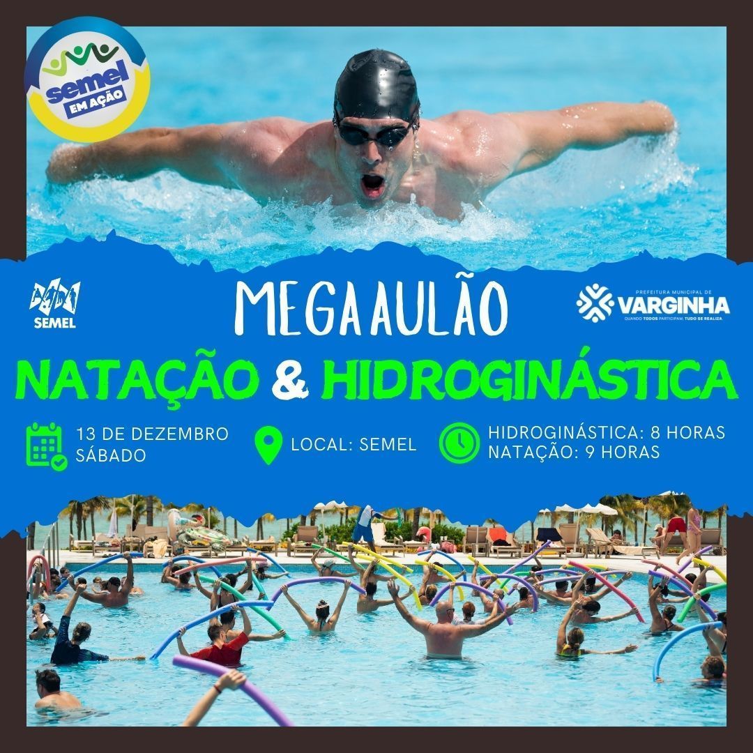 Mega aulão de natação e hidroginástica acontece em Varginha no próximo sábado