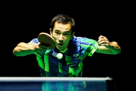 Hugo Calderano durante disputa em Foz do Iguaçu