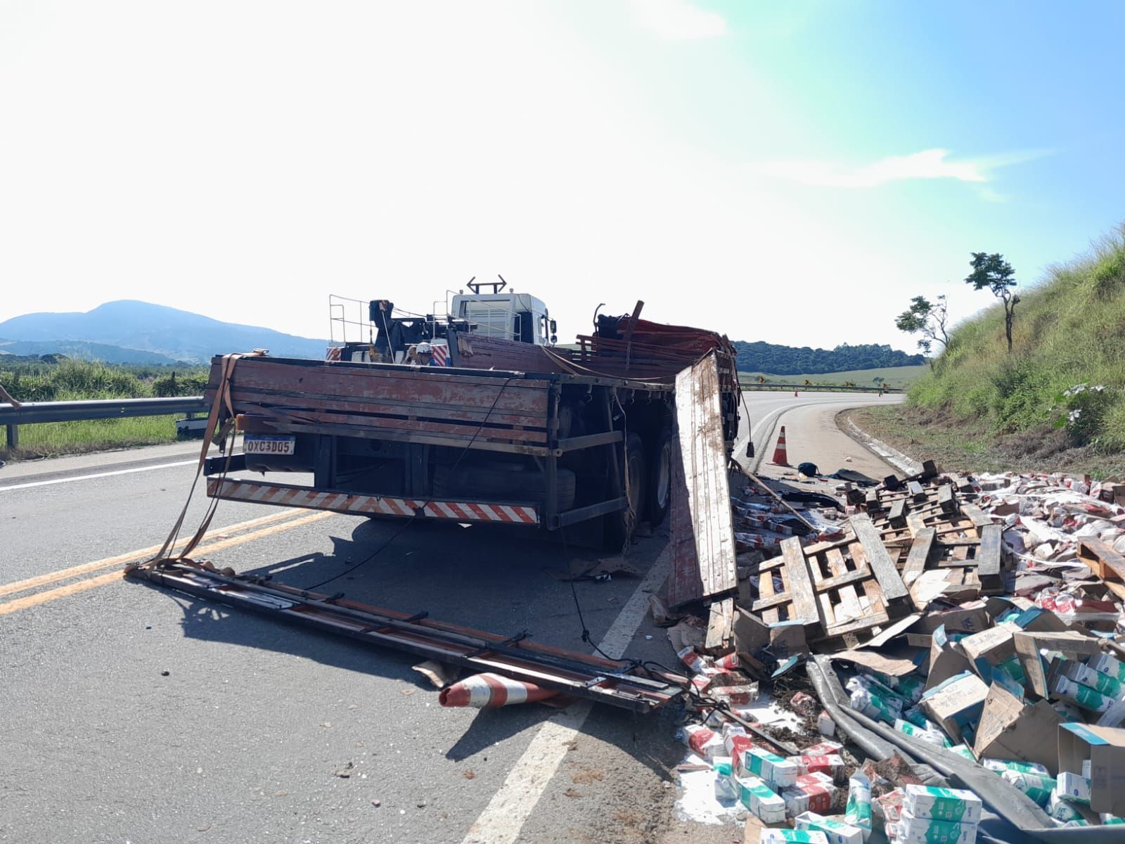 Caminhoneiro fica ferido após perder o controle do veículo na BR-459