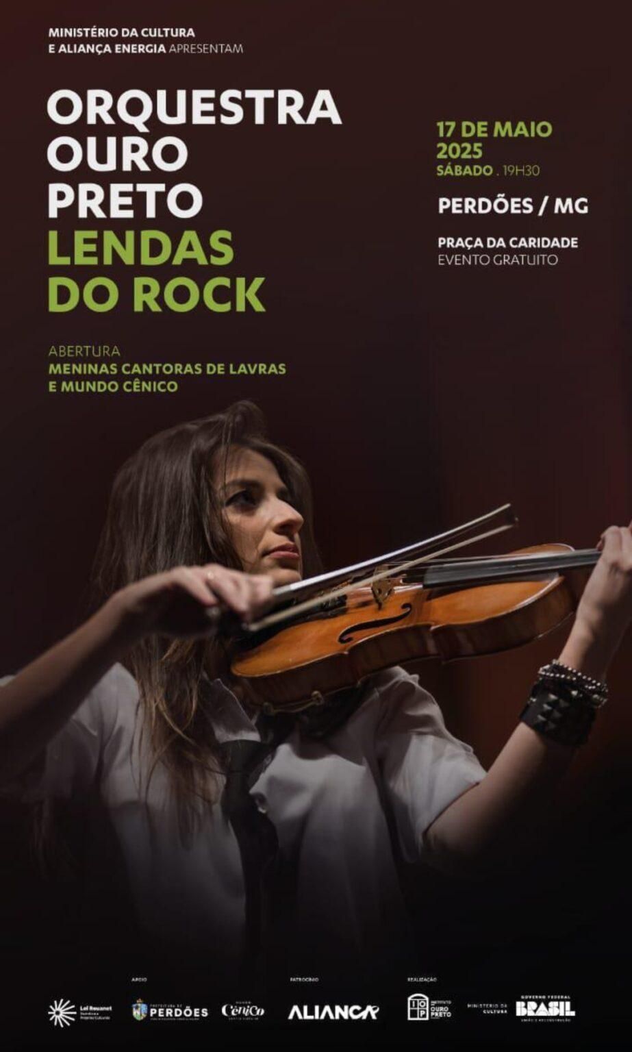 Perdões recebe o espetáculo 'Lendas do Rock' com a Orquestra Ouro Preto