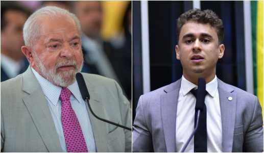 O deputado federal Nikolas Ferreira (PL-MG) e o presidente Lula (PT)