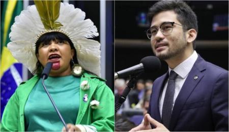 Deputados federais Célia Xakriabá (PSOL) e Kim Kataguiri (União)