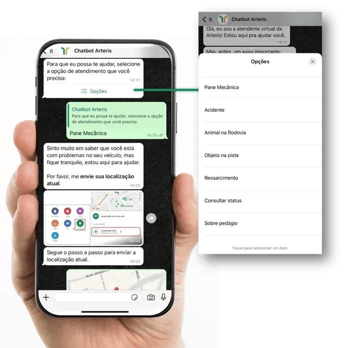 Arteris lança ChatBot via WhatsApp para assistência em rodovias