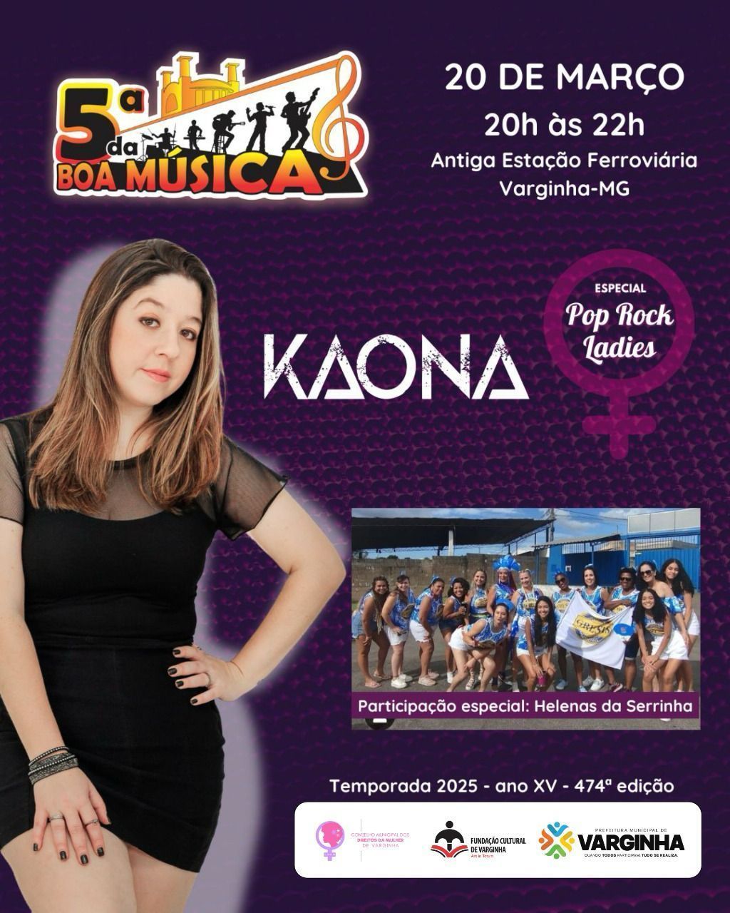 Show gratuito comemora o mês das mulheres nesta quinta-feira em Varginha