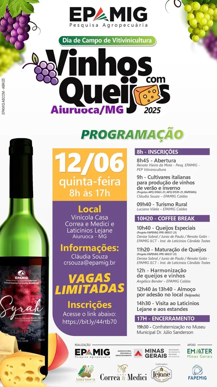 Dia de Campo vai debater harmonização de vinhos e queijos no Sul de Minas
