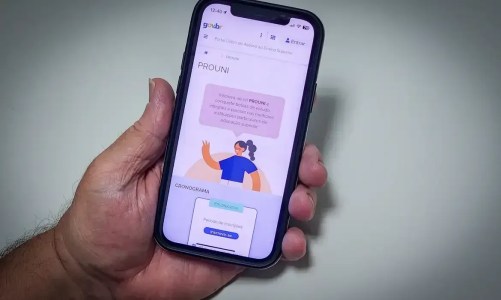 Site do Prouni acessado por um celularpela tela de um celular