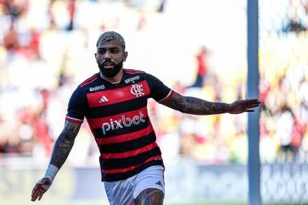 Gabigol comemora o gol contra o Volta Redonda