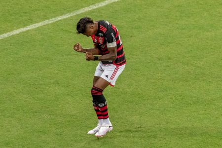Bruno Henrique comemora gol pelo Flamengo