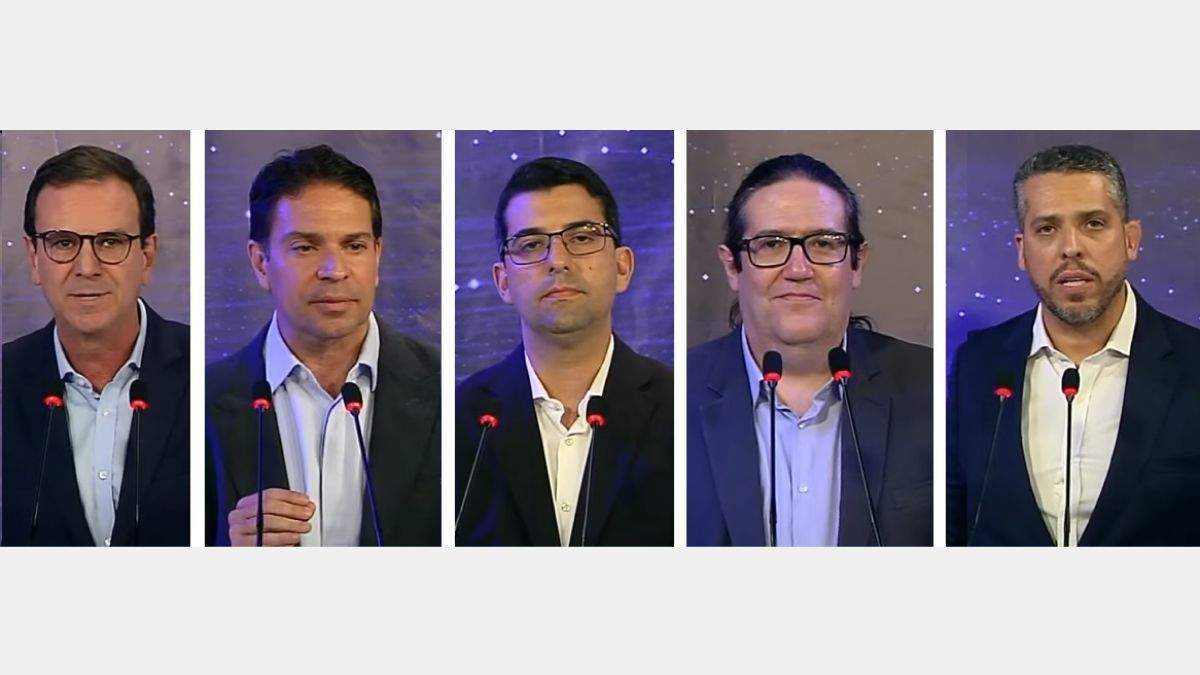 Debate no Rio com Paes, Motta, Ramagem, Amorim e Queiroz tem disputa por apoio de Bolsonaro