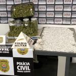 Polícias Civil e Militar apreendem cocaína e maconha gourmet em Passos