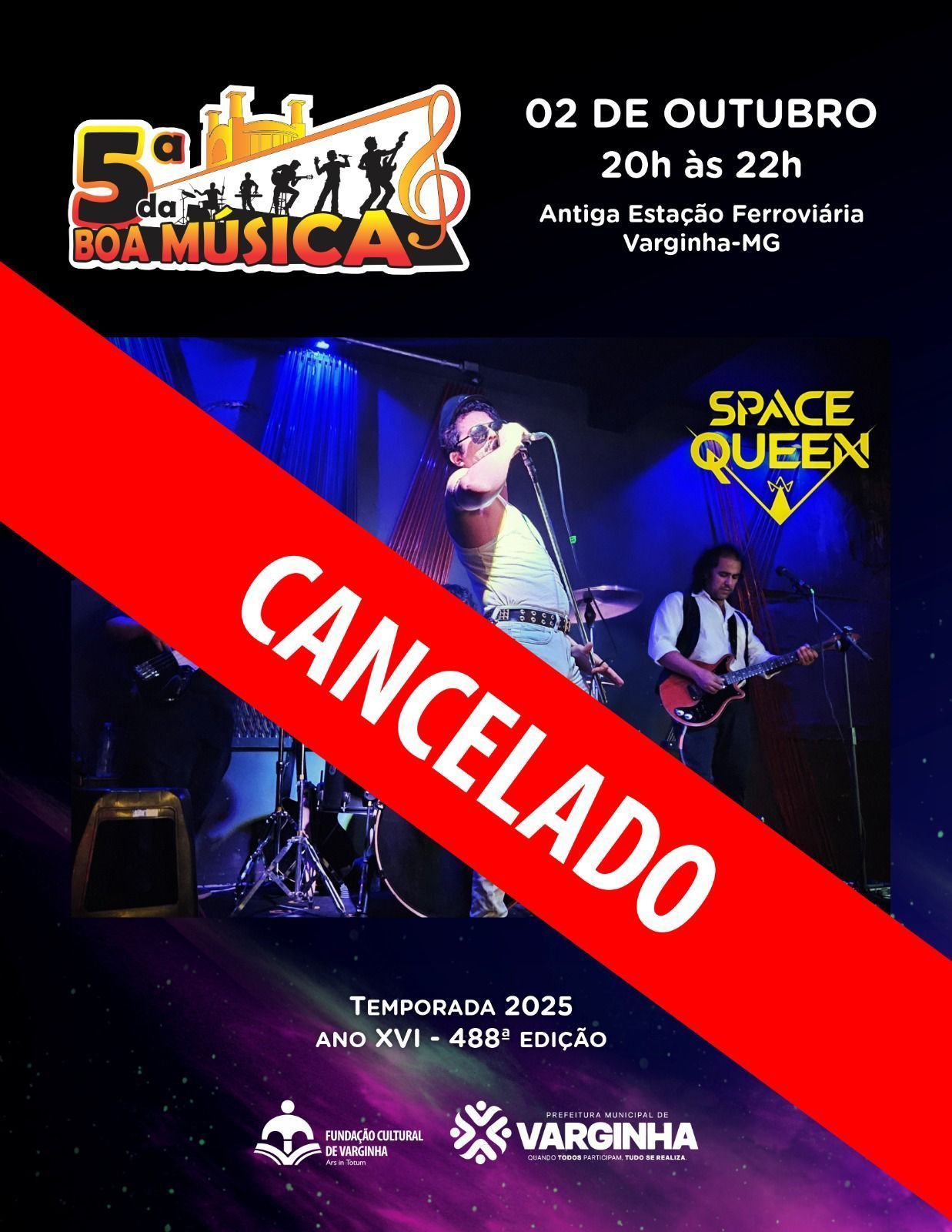 Quinta da Boa Música é cancelada nesta semana em Varginha