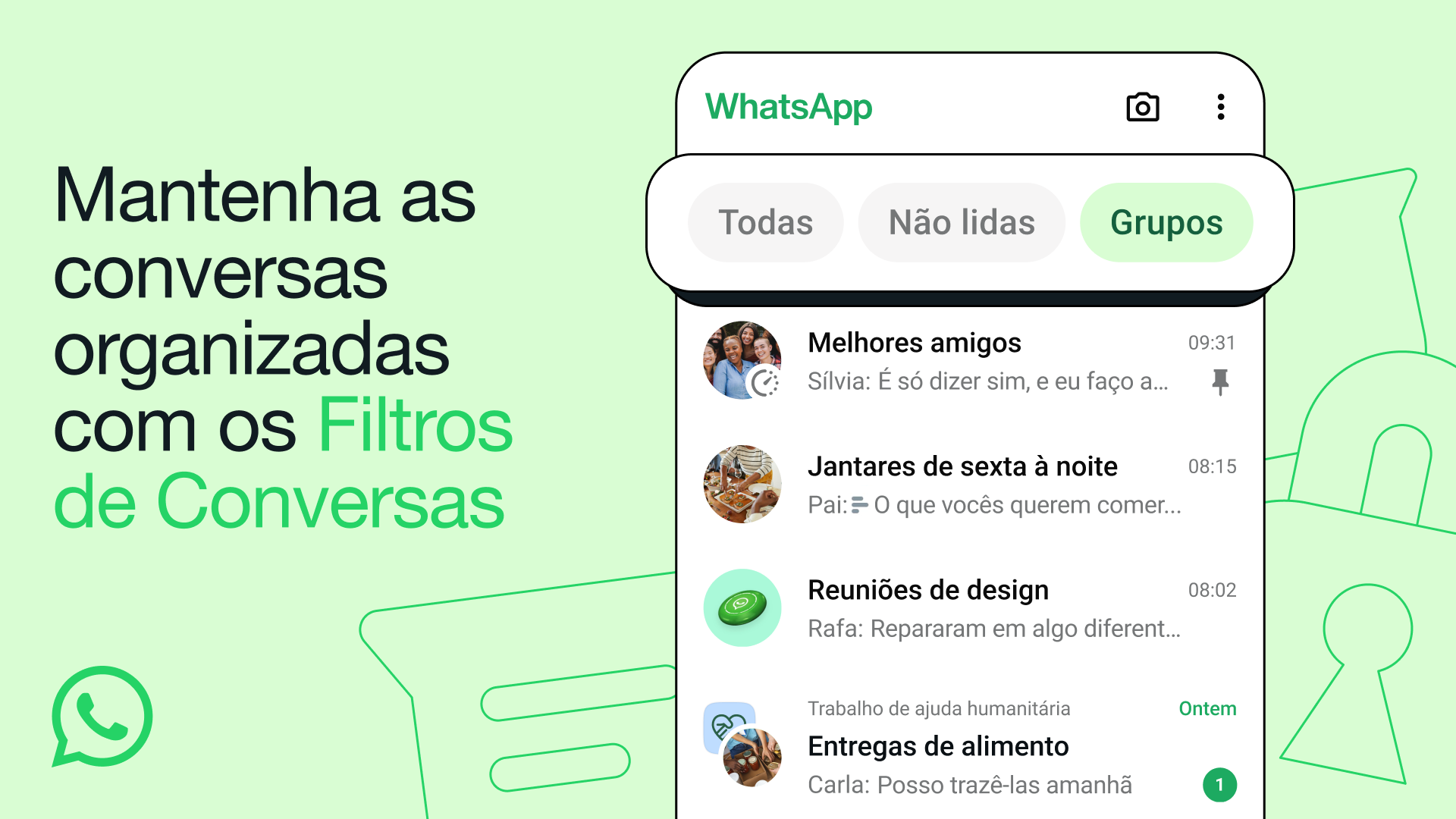 'Todas', 'Não Lidas' e 'Grupos': WhatsApp lança filtros para organizar conversas
