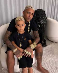 Mc Poze do Rodo e o filho Miguel, de 3 anos