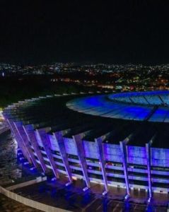 Mineirão, em Belo Horizonte, com luzes azuis