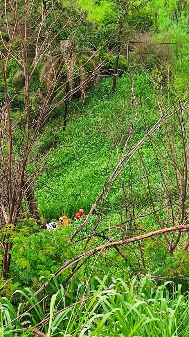 Dupla é resgatada com vida após caminhonete cair de barranco de 50 metros na BR-381 na Grande BH
