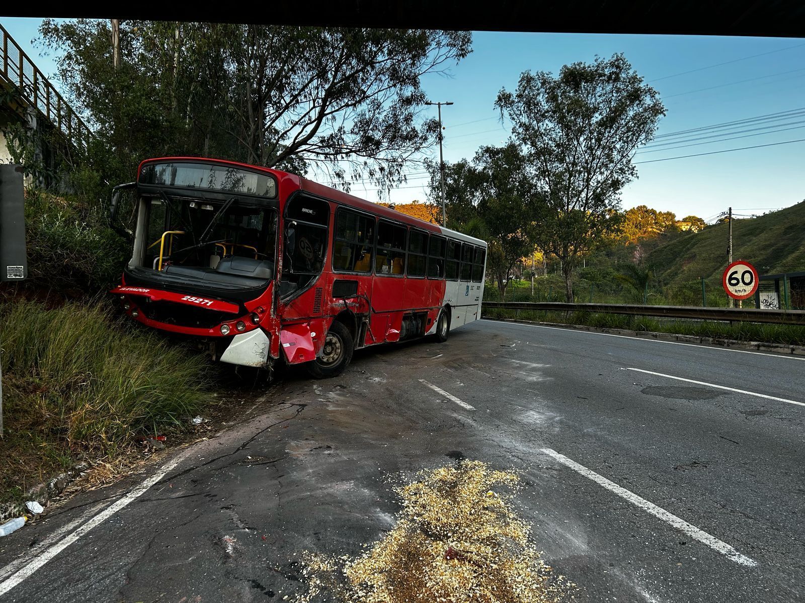 Ônibus com 20 passageiros tomba e deixa feridos em Nova Lima (MG)