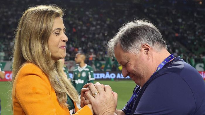 Leila Pereira, presidente do Palmeiras, e Anderson Barros, diretor de futebol