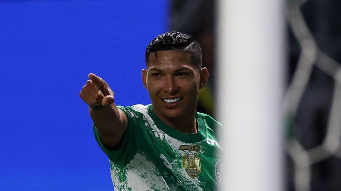Rony comemora gol pelo Palmeiras