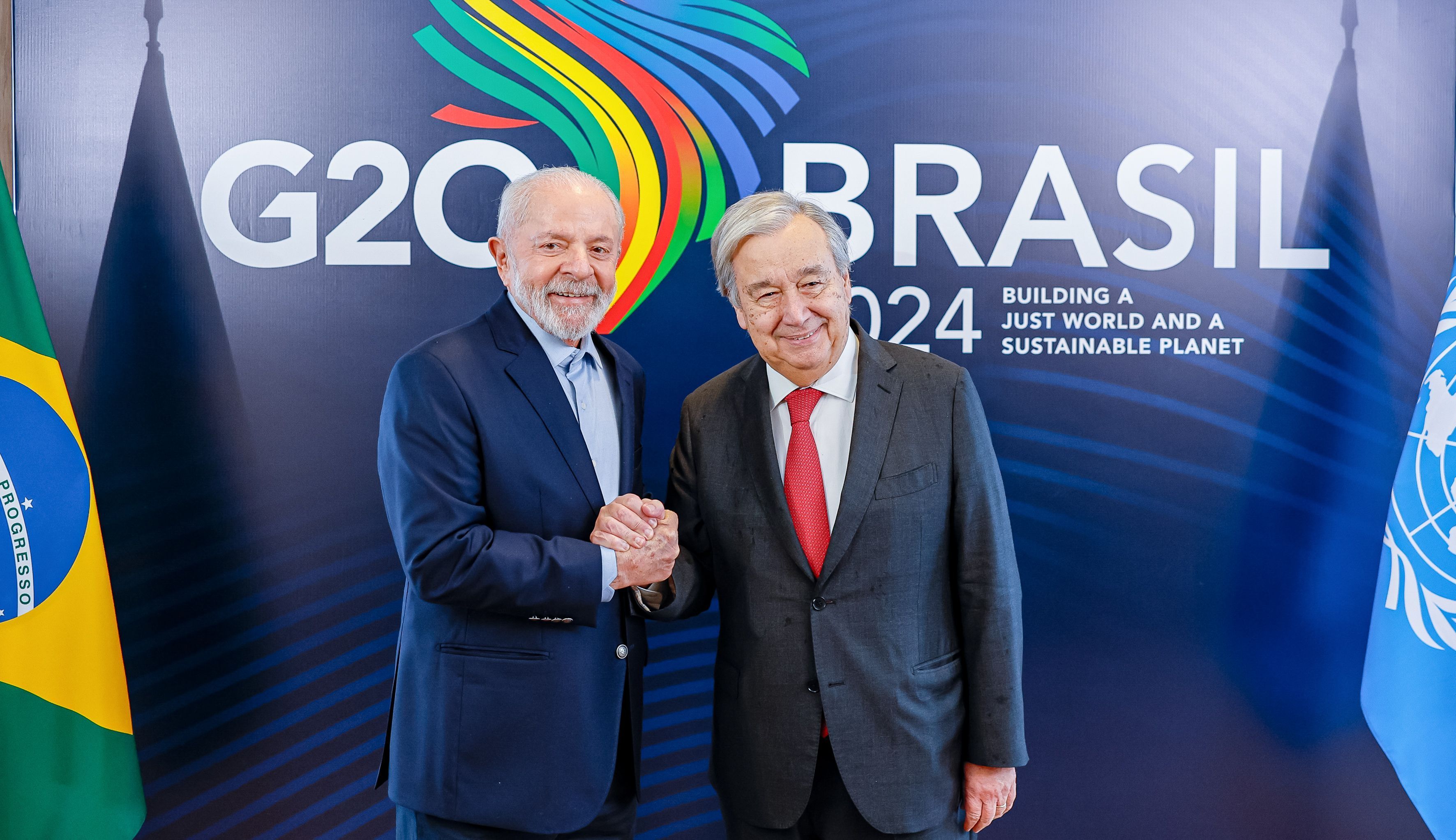 Lula faz primeira bilateral do G20 com o secretário-geral da ONU, António Guterres