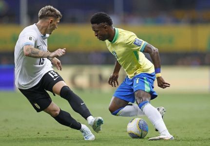Vinicius Junior durante jogo das Eliminatórias da Copa do Mundo 2026