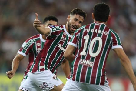 Jogadores do Fluminense comemoram gol no Maracanã