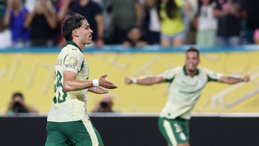Mauricio comemora gol marcado pelo Palmeiras contra o Inter Miami, no Mundial de Clubes • Cesar Greco/Palmeiras