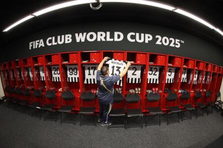 Vestiário do Botafogo no Lincoln Financial Field, palco da partida contra o Palmeiras