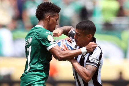 Estevão e Allan em disputa de bola: o Palmeiras venceu o Botafogo no Mundial de Clubes