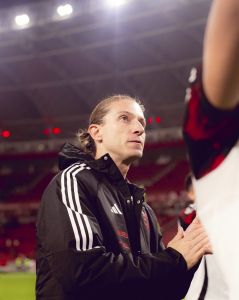 Filipe Luís durante partida do Flamengo no Beira-Rio, em Porto Alegre
