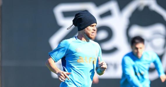 Cuéllar durante o último treinamento do Grêmio visando o Flamengo