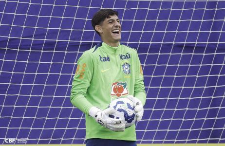 Léo Nannetti, goleiro do Sub-20 do Flamengo, em atividade da Seleção Brasileira na Granja Comary, em Teresópolis