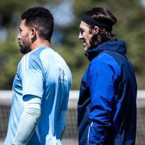 Léo Aragão e Cássio em treino do Cruzeiro