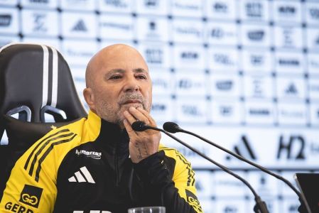 Jorge Sampaoli, técnico do Atlético, em entrevista coletiva na Arena MRV