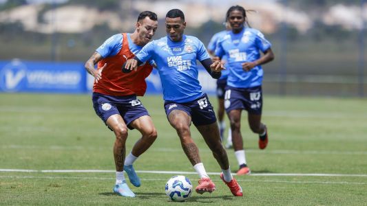 Jogadores do Bahia durante treino no CT Evaristo de Macedo