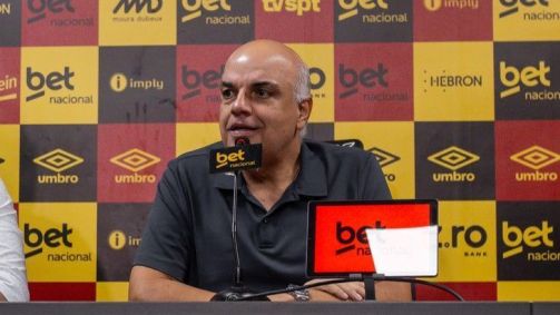Yuri Romão, presidente do Sport, durante entrevista coletiva