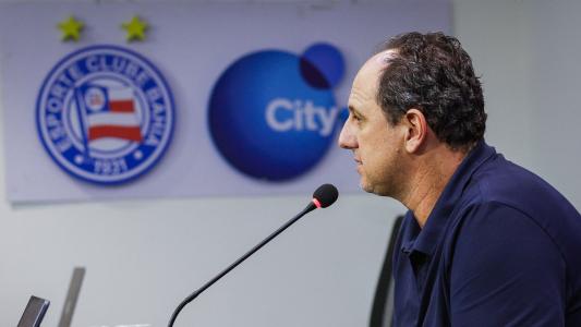 Técnico Rogério Ceni, do Bahia, durante entrevista coletiva