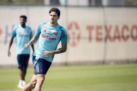 Atacante Pedro em treino do Flamengo