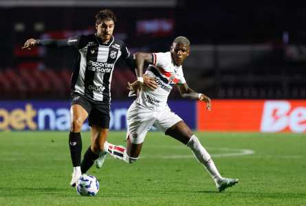 Robert Arboleda, do São Paulo, durante jogo contra o Ceará, pelo Campeonato Brasileiro