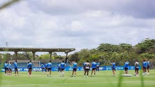 Jogadores do Bahia durante treino no CT Evaristo de Macedo