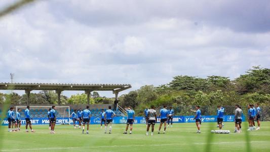 Jogadores do Bahia durante treino no CT Evaristo de Macedo