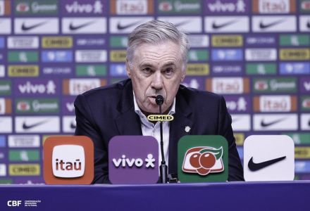 Carlo Ancelotti, técnico da Seleção Brasileira, durante coletiva nesta segunda-feira (3)