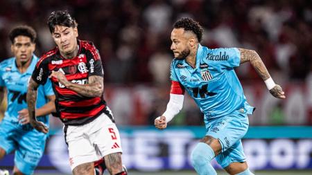 Neymar, do Santos, em partida contra o Flamengo, no Maracanã