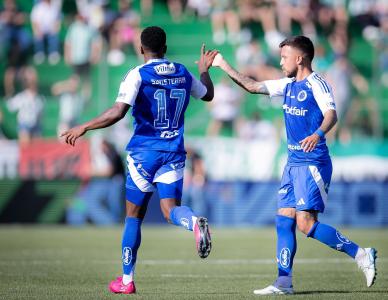 Matheus Henrique (dir) em partida pelo Cruzeiro
