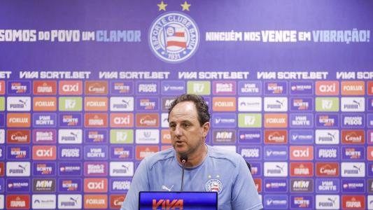 Técnico Rogério Ceni, do Bahia, durante entrevista coletiva