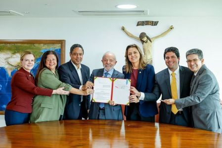 Presidente da República, Luiz Inácio Lula da Silva, durante a sanção do projeto de lei