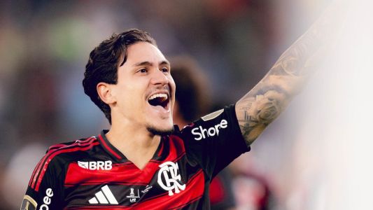Pedro, atacante do Flamengo, comemora título da Libertadores
