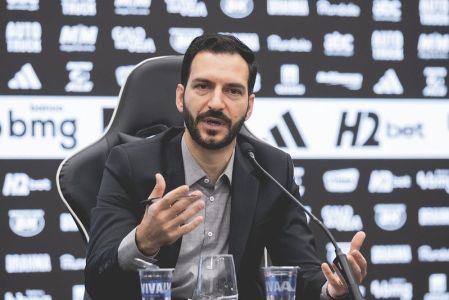 Pedro Daniel, novo CEO do Atlético, durante apresentação na Arena MRV