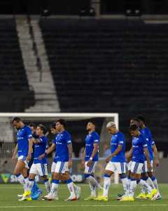 Jogadores do Cruzeiro na derrota para o Botafogo no Brasileiro
