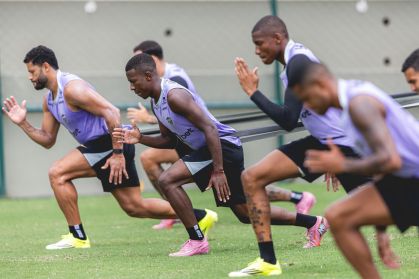 Treino do Atlético antes do confronto contra o Bragantino, pelo Brasileiro