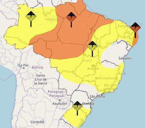 Brasil tem alerta de chuva intensa para 25 estados e o DF; veja